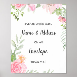Affiche Enveloppe d'adresse du Baby shower de pivoines ble
