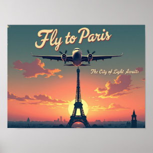 Affiche Envolez-vous pour Paris – 40x30 cm Style Vintage