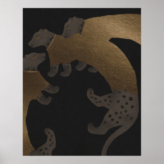 Affiche Envoyé de la faune sauvage - léopards dorés de lux