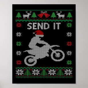Affiche Envoyer Idée Vélo Riding Père Noël Motocross Ugly 