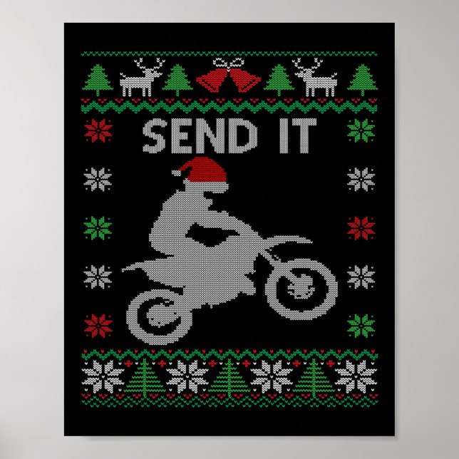 Affiche Envoyer Idée Vélo Riding Père Noël Motocross Ugly  (Devant)