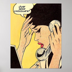 Affiche Envoyez juste du chocolat Bande dessinée vintage