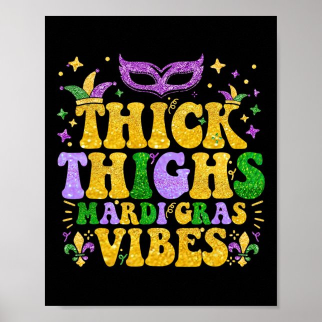 Affiche Épais Cuisses Mardi Gras Vibes Fleur De Lis Mardi  (Devant)