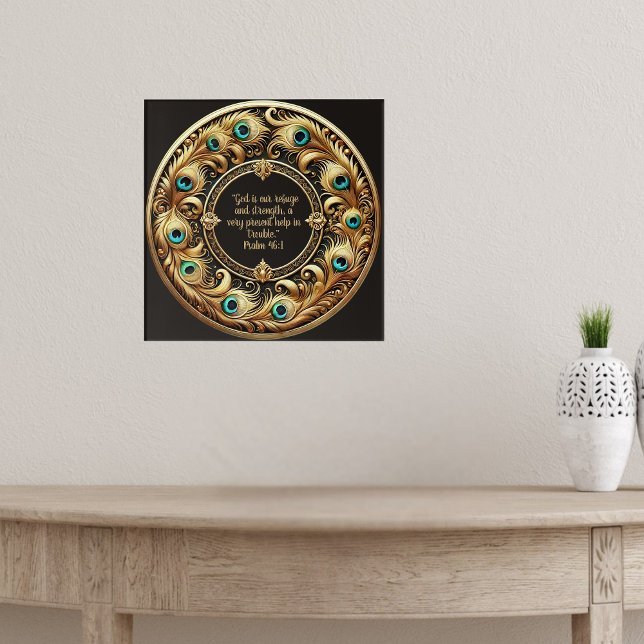 Affiche Epais Peacock Cadre de plumes Versets de la Bible (Créateur téléchargé)