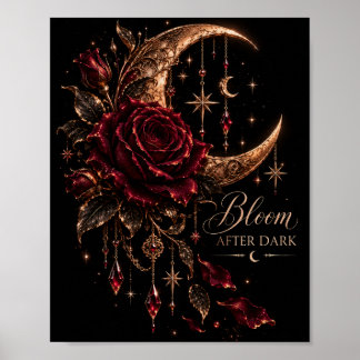 Affiche Épanouissement après la tombée de la nuit | Rose g