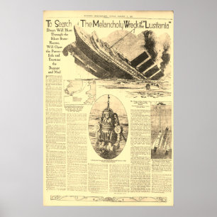 Affiche Épave du journal Lusitania