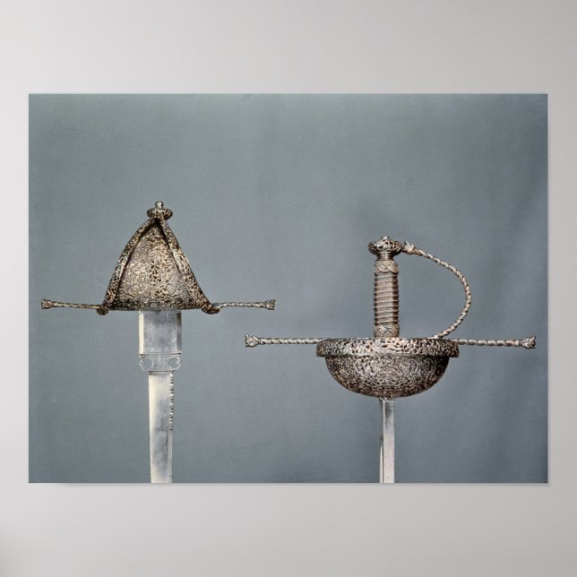 Affiche Épées : rapieur à couteaux d'acier ciselé (Devant)