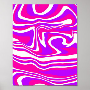 Affiche Épersion de fluides rose, violet et blanc