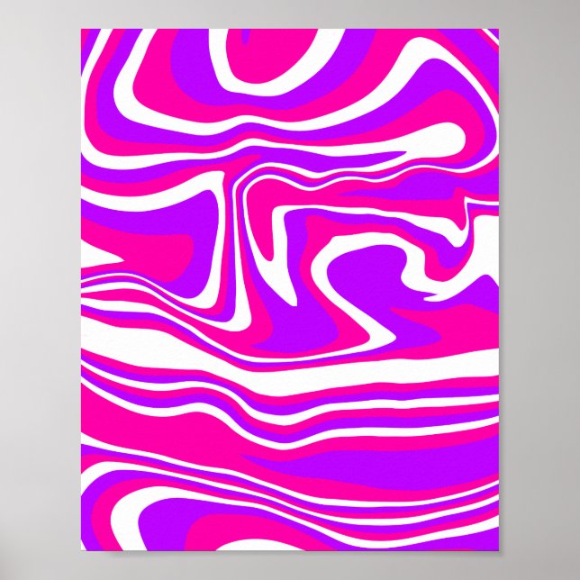 Affiche Épersion de fluides rose, violet et blanc (Devant)