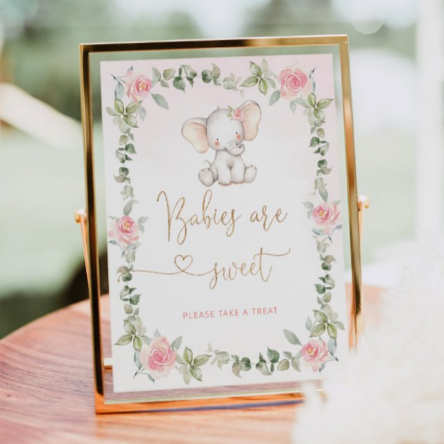 Affiche Ephant rose fleuri Les bébés sont de la douce Post (Créateur téléchargé)