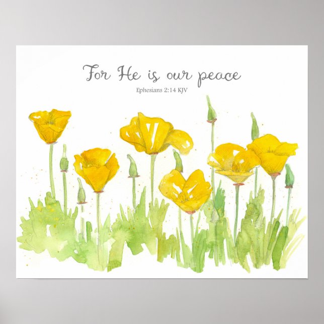Affiche Ephesians Scripture California Poppy Flowers (Devant)