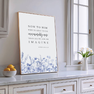 Affiche Ephésiens 3:20 Chinoiserie Verset biblique floral