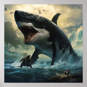 Affiche Epic Shodown : Orca Gigantesque contre Megalodon P