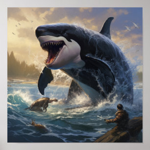 Affiche Epic Shodown : Orca Gigantesque contre Megalodon P