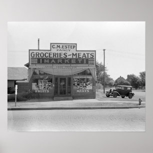 Affiche Épicerie, 1938. Photo ancienne