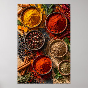 Affiche Épices et herbes colorés – Cuisine rustique Culina