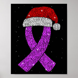 Affiche Épilepsie Chapeau de Noël Violet Ruban de Sensibil