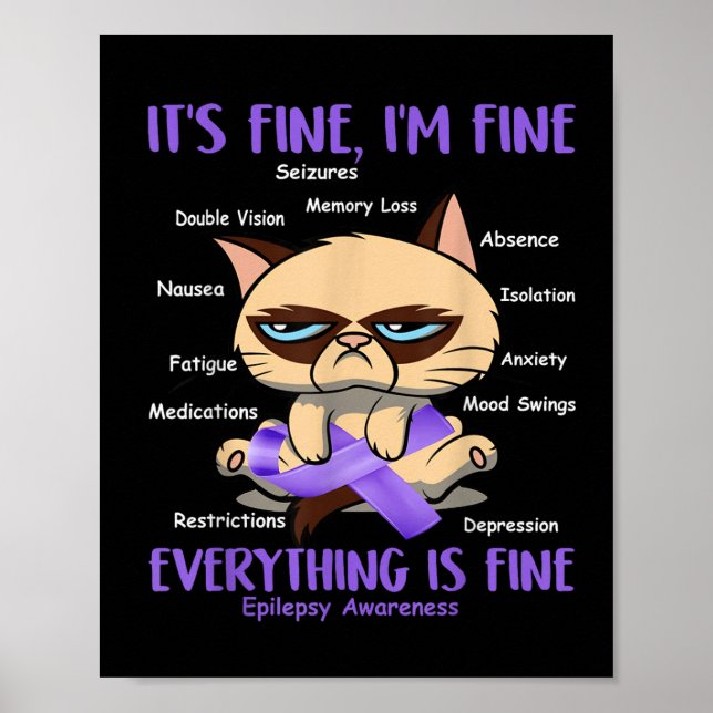 Affiche Epilepsie Conscience Chat Votre Bataille Est Mon G (Devant)