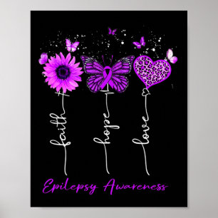 Affiche Epilepsie Conscience foi Espoir Amour Leopard Sunf