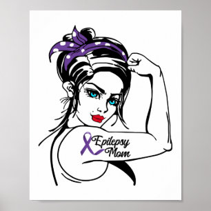 Affiche Epilepsie Maman Sensibilisation Rosie Riveter Ribb