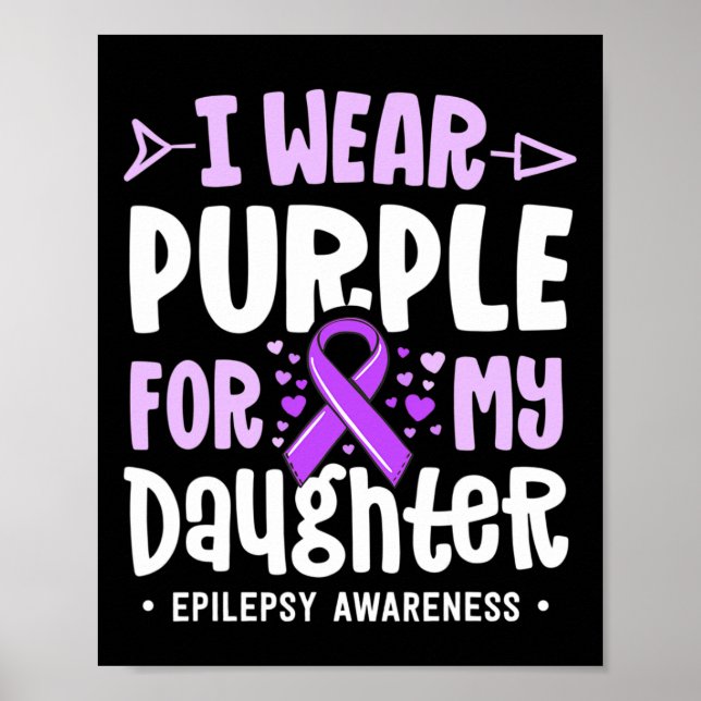 Affiche Epilepsie Ruban Je Porte Violet Pour Ma Fille Awar (Devant)