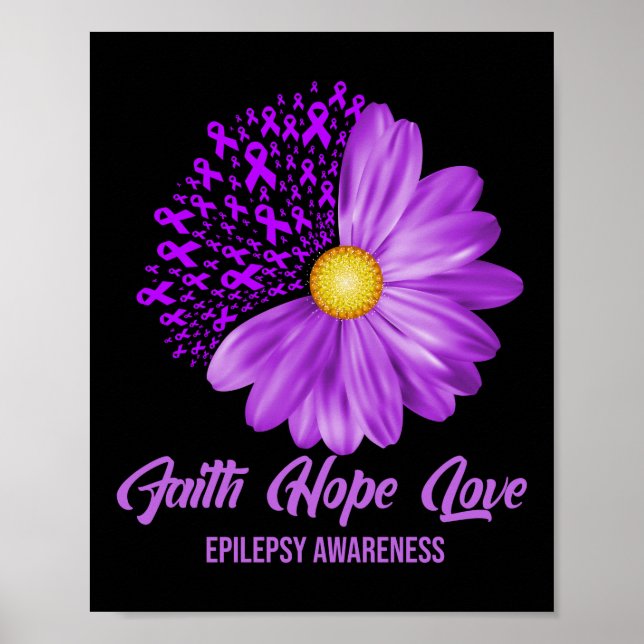 Affiche Epilepsie Sensibilisation Foi Espoir Amour Fleur F (Devant)