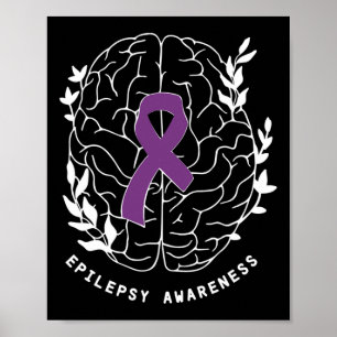 Affiche Epilepsie Sensibilisation Ribbon Purple Epilepsie 
