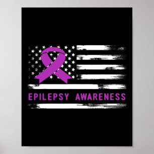 Affiche Epilepsy Award Drapeau Américain Violet Ruban