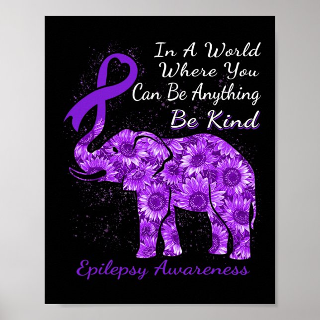 Affiche Epilepsy Awareness Sunflower Elephant Be Kind  (Devant)