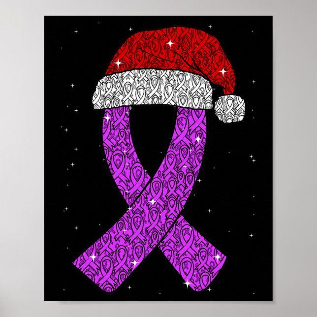Affiche Epilepsy Christmas Hat Purple Awareness Ribbon Sei (Devant)