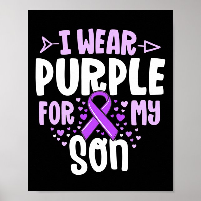 Affiche Epilepsy Ribbon Je Porte Violet Pour Mon Fils Don  (Devant)