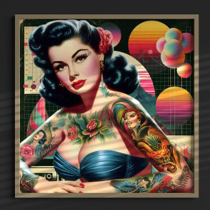 Affiche Épingle à ondes rétro des années 1980