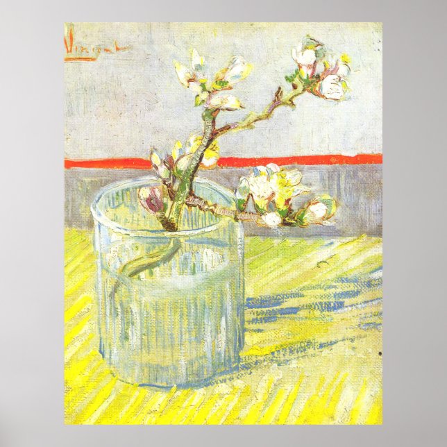Affiche Épingle d'amande fleurie dans un van en verre Gogh (Devant)
