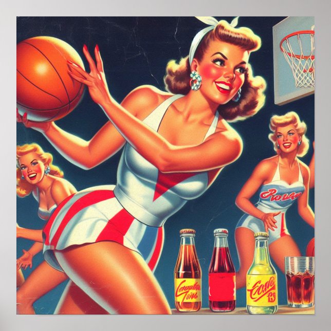 Affiche Épingle de basketball rétro (Devant)