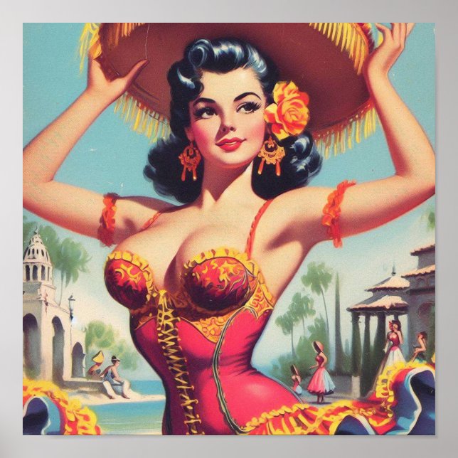 Affiche Épingle de flamenco mignonne (Devant)