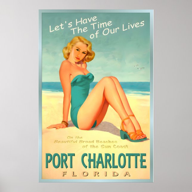 Affiche Épingle de la plage de Port Charlotte Floride Sun  (Devant)