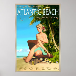 Affiche Épingle de l'affiche de voyage rétro de Atlantic B