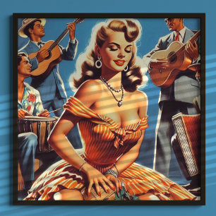 Affiche Épingle de salsa rétro
