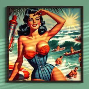 Affiche Épingle de Surf vintage
