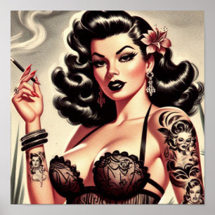Affiche Épingle de tatouage vintage