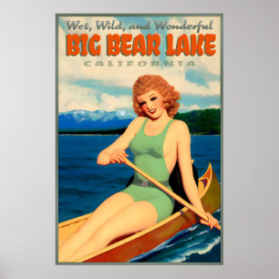 Affiche Épingle de voyage rétro Big Bear Lake Californie U