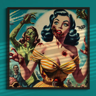 Affiche Épingle Déplaisante vintage Zombie