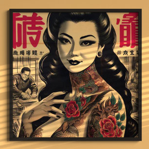 Affiche Épingle japonaise tatouée