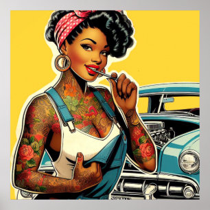 Affiche Épingle mécanique tatouée
