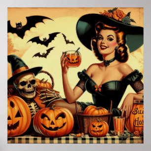 Affiche Épingle vintage d'Halloween