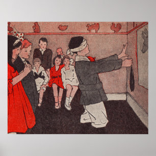 Affiche Épingler la queue Âne Vintage Enfants