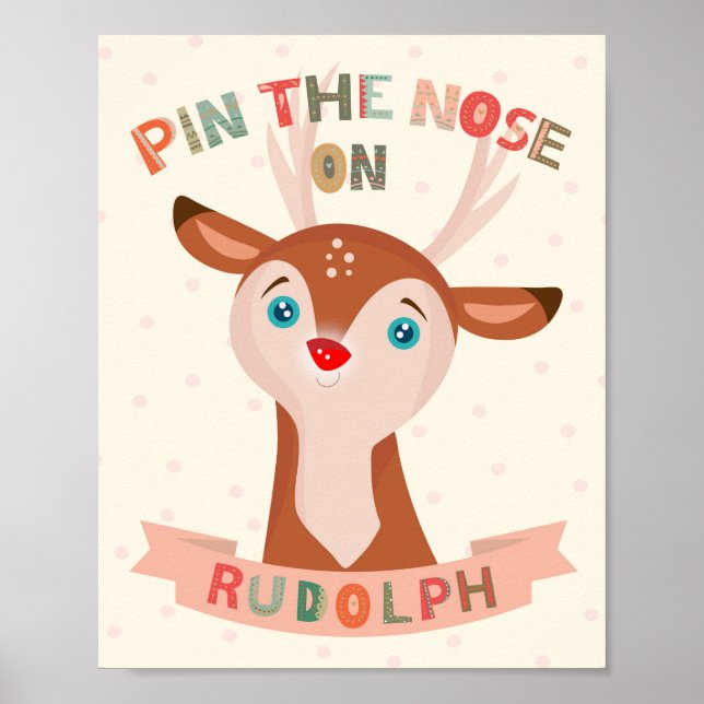 Affiche Épingler le nez sur la partie de Rudolph (Devant)