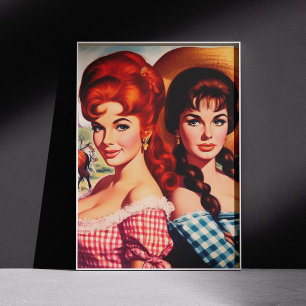 Affiche Épingles de filles de fermiers vintage