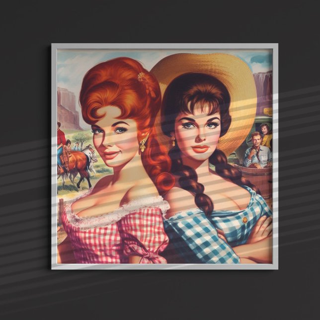 Affiche Épingles de filles fermières vintage (Créateur téléchargé)