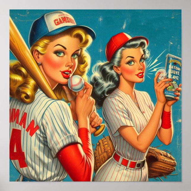 Affiche Épingles vintages de baseball (Devant)